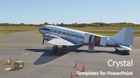  Presentation with aircraft - Presentation design with air transport goods - old classic aircraft background and a light blue colored foreground