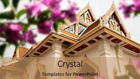  Presentation with architectural - Amazing PPT theme having history archiecture - architectural rooftop detail from exterior backdrop and a coral colored foreground