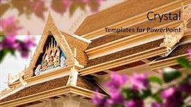  Presentation with architectural - Audience pleasing PPT theme consisting of history archiecture - architectural rooftop detail from exterior backdrop and a gold colored foreground