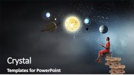  Presentation with history book - Colorful presentation theme enhanced with history astronomy - attractive girl reading book backdrop and a dark gray colored foreground