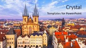  Presentation with prague - PPT layouts having history astronomy - beautiful prague old town background and a light blue colored foreground
