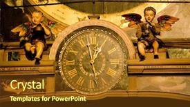  Presentation with notre dame - Colorful PPT theme enhanced with history astronomy - detail of horologe in cathedral backdrop and a tawny brown colored foreground