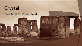  Presentation with stonehenge - PPT theme with history astronomy - stonehenge panorama in black background and a soft green colored foreground