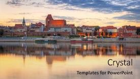  Presentation with poland - Presentation theme enhanced with history astronomy - torun old town over vistula background and a coral colored foreground