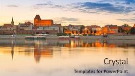  Presentation with torn paper collection of old - Slides enhanced with history astronomy - torun old town reflected background and a  colored foreground