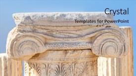  Presentation with greek column - Audience pleasing presentation theme consisting of acropolis athens - antique greek column in parthenon backdrop and a light blue colored foreground