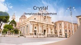  Presentation with italy history - Audience pleasing theme consisting of history barok - piazza del duomo in catania backdrop and a light blue colored foreground