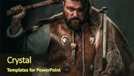  Presentation with weapon - PPT theme having history battle - viking with cold weapon background and a tawny brown colored foreground
