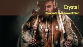  Presentation with battle history - PPT layouts having history battle - viking with cold weapon background and a tawny brown colored foreground