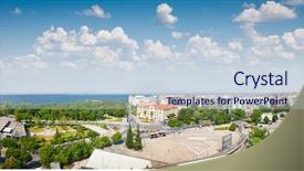  Presentation with history byzantine - Presentation design featuring history byzantine - aerial panoramic view background and a sky blue colored foreground