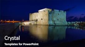  Presentation with smart grid city and wireless - Audience pleasing slides consisting of history byzantine - illuminated paphos castle located backdrop and a black colored foreground