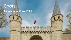  Presentation with history byzantine - Slides having history byzantine - topkapi palace the gate background and a teal colored foreground
