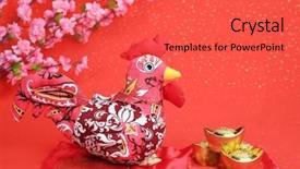  Presentation with doll - Audience pleasing PPT layouts consisting of history calendar - tradition chinese knot cloth doll backdrop and a red colored foreground