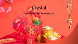  Presentation with chinese calligraphy - PPT layouts enhanced with history calendar - tradition chinese knot cloth doll background and a coral colored foreground