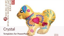  Presentation with chinese calligraphy - Cool new PPT layouts with history calendar - tradition chinese knot dog chinese backdrop and a sky blue colored foreground