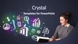  Presentation with business book tgemplate - Audience pleasing presentation theme consisting of history calendar - young lady reading a book backdrop and a tawny brown colored foreground