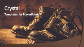  Presentation with wooden christian cross religious concept - Amazing presentation theme having history camera - sea travellers concept in wooden backdrop and a tawny brown colored foreground