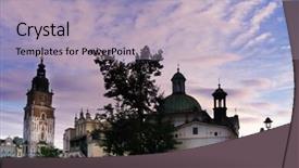  Presentation with history - PPT theme featuring history clothing - cloth hall in krakow poland background and a  colored foreground