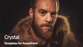  Presentation with warrior - Presentation theme featuring history clothing - viking konung in a traditional background and a tawny brown colored foreground