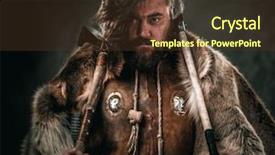  Presentation with weapon - Cool new theme with history clothing - viking with cold weapon backdrop and a tawny brown colored foreground