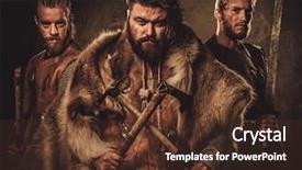  Presentation with vikings - Slide deck with history clothing - vikings with their konung background and a tawny brown colored foreground