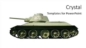 Presentation with tank - Presentation theme consisting of history cold war - authentic t-34 russian tank isolated background and a white colored foreground