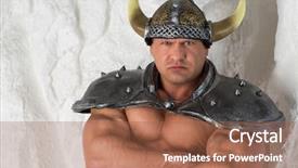  Presentation with armor - Presentation design featuring traditional masks of venice italy background and a ocean colored foreground