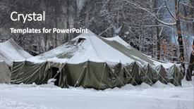  Presentation with war history - PPT layouts with history cold war - soviet military tent in snow background and a dark gray colored foreground