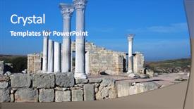  Presentation with ancient ruins - Cool new presentation design with history colonial time - ruins of ancient greek colony backdrop and a teal colored foreground