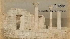  Presentation with ancient ruins - Beautiful PPT theme featuring history colonial time - ruins of ancient greek colony backdrop and a coral colored foreground