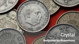  Presentation with spanish colonization in the philippines - Colorful PPT theme enhanced with history ditadura - coins of spain spanish dictator backdrop and a gray colored foreground