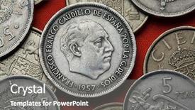  Presentation with spanish - Presentation design consisting of history ditadura - coins of spain spanish dictator background and a gray colored foreground