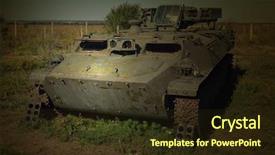  Presentation with base - Presentation enhanced with history economic - abandoned military base near kiev background and a  colored foreground