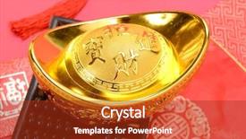  Presentation with mean - Presentation theme enhanced with history economic - chinese gold ingot and abacus background and a crimson colored foreground