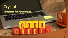  Presentation with cube - Presentation theme featuring history economic - good credit written background and a tawny brown colored foreground