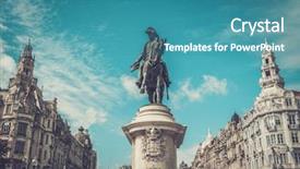  Presentation with europe history - Amazing PPT theme having history europe - liberty square with monument backdrop and a teal colored foreground