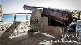  Presentation with spanish - Slide deck with history florida - spanish cannon pointing background and a dark gray colored foreground