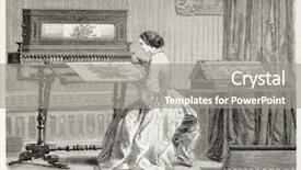  Presentation with embroidery - Colorful PPT layouts enhanced with history furniture - embroidery machine old illustration backdrop and a gray colored foreground