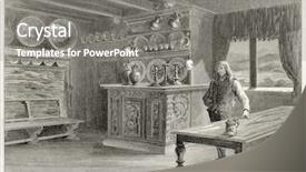  Presentation with interior - Slide deck consisting of history furniture - inn interior old illustration bolkesjo background and a gray colored foreground