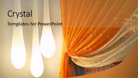  Presentation with curtains - Colorful slide set enhanced with history furniture - room window with curtains interior backdrop and a yellow colored foreground