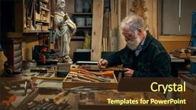  Presentation with wood carving - Theme consisting of history furniture - senior wood carving professional background and a tawny brown colored foreground