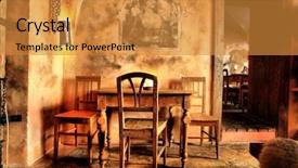  Presentation with restaurant - Amazing theme having history furniture - shot of a restaurant designed backdrop and a gold colored foreground