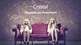  Presentation with women - Colorful presentation theme enhanced with history furniture - two similar women sitting backdrop and a gray colored foreground