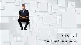  Presentation with rubiks cube - Presentation theme enhanced with history future - handsome businessman sitting on white background and a white colored foreground