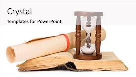  Presentation with history book - Cool new slides with history future - hourglasses and book isolated backdrop and a white colored foreground