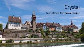  Presentation with old - PPT theme with history habsburgs - bremgarten old town near zurich background and a light blue colored foreground