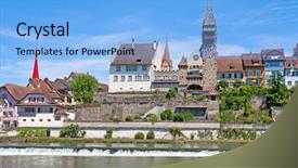  Presentation with old - Presentation theme having history habsburgs - bremgarten old town near zurich background and a light blue colored foreground