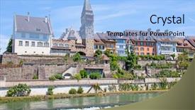  Presentation with old rock fossils - PPT layouts having history habsburgs - bremgarten old town near zurich background and a light blue colored foreground