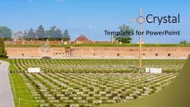  Presentation with old jewish cemetery religious - Cool new slide set with history holocaust - small fortress theresienstadt with cemetery backdrop and a light blue colored foreground