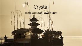  Presentation with pura - Presentation theme consisting of history indonesian - bali pura ulun danu bratan background and a lemonade colored foreground